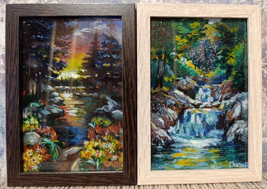 Авторские картины, двп в рамке со стеклом