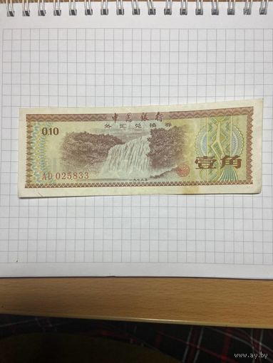 10 фэнь - Валютный сертификат банка Китая 1979 год-1001