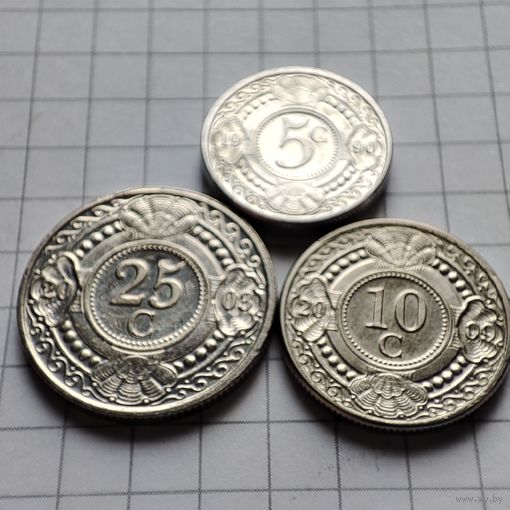 Антильские острова, 3 монеты  Нидерланды 1990,2003,2009 год.