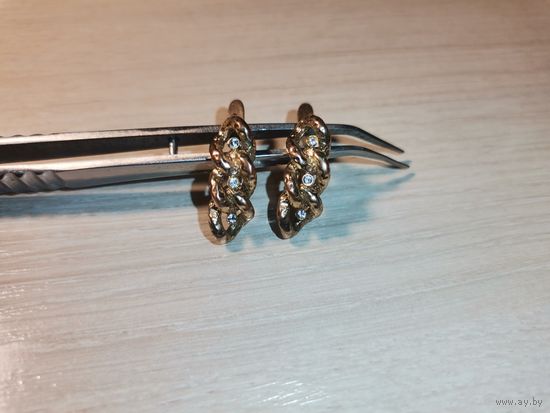 Металлические серьги с вставками "Jenavi", 2 клейма.