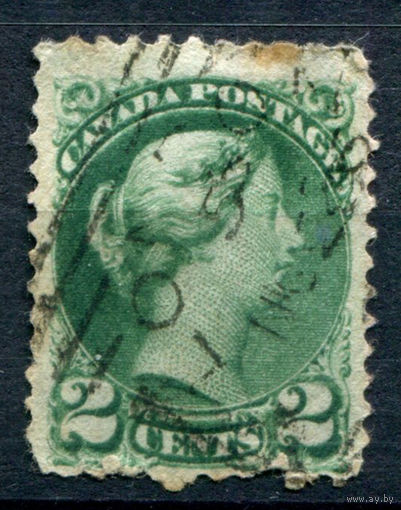Канада - 1870/94г. - королева Виктория, зелёная, 2 c - 1 марка - гашёная [Mi 27 аA]. #3-WB-70-A-1