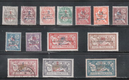 Марокко-1914,(Мих.1-17)  * ( 1 м - гаш.), Стандарт, Надп., Протекторат Франции