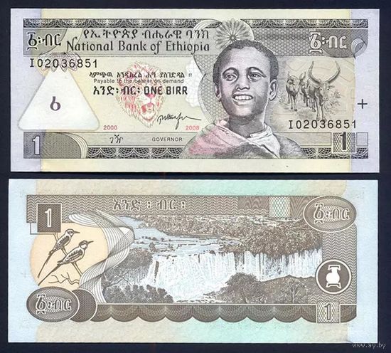 Эфиопия 1 бырр образца 2008 года UNC p46e