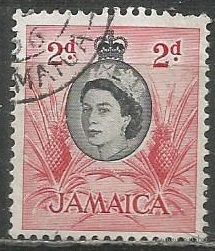 Ямайка. Королева Елизавета II. Ананасы. 1956г. Mi#163.