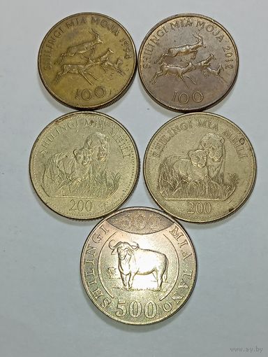 Танзания 100 шиллингов 1994 , 2012 года , 200 шиллингов 1998 , 2008 года и 500 шиллингов 2014 года .