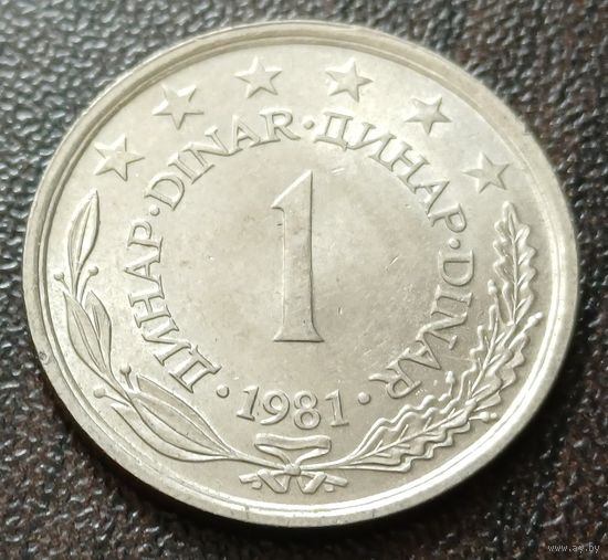 Югославия 1 динар, 1981     ( 2-1-2 )