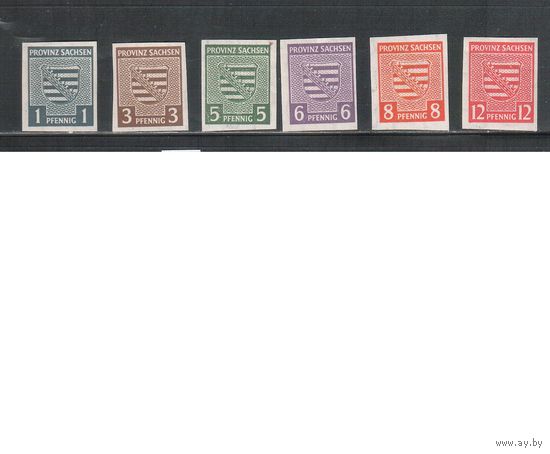 Германия-1945,(Мих.66-71) **  , Стандарт, Советская зона оккупации, Саксония,Герб(полная серия)