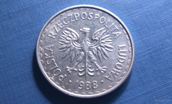 1 злотый 1988. Польша. XF!