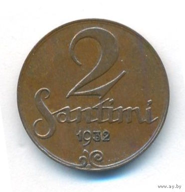 Латвия 2 сантима 1932 г. Br _состояние VF