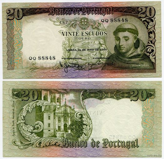 Португалия. 20 эскудо (образца 1964 года, P167a, aUNC)