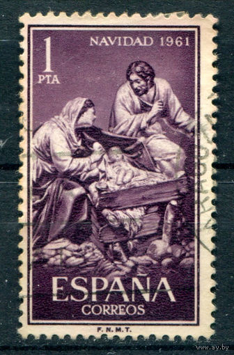 Испания (Королевство) - 1961г. - Рождество. Искусство - 1 марка - полная серия, гашёная [Mi 1295]. #1-Sp-5-KB-1