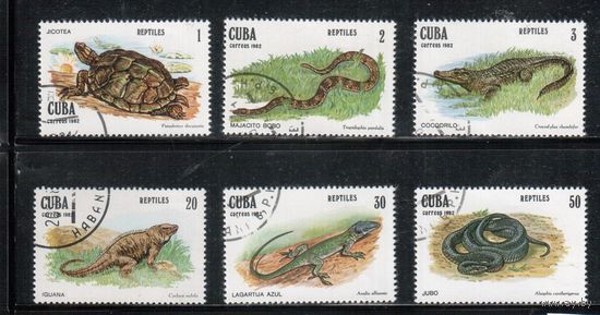 Куба-1982,(Мих.2667-2672) гаш.,  Фауна, Змеи (полная серия)