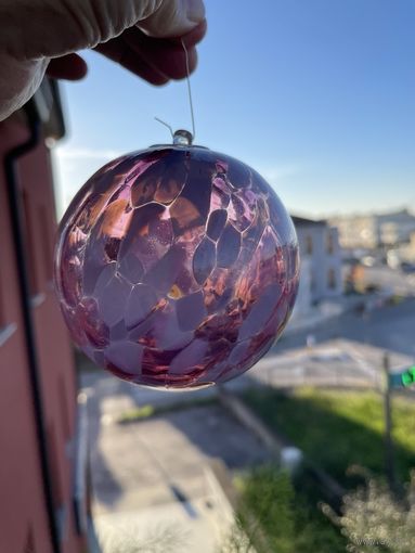 Стеклянный елочный шар ручной работы. Италия (Мурано). Арт 2880