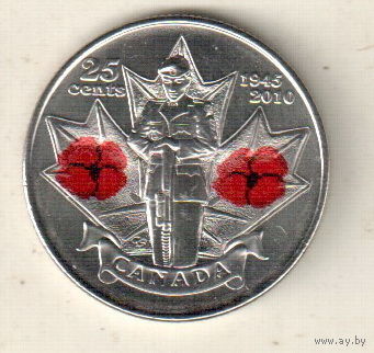 Канада 25 цент 2010 65 лет победе во Второй мировой войне