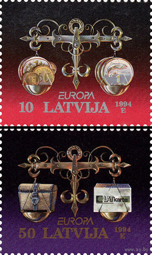 EUROPA. Весы Латвия 1994 год серия из 2-х марок