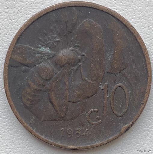 Италия 10 чентезимо 1934 г.