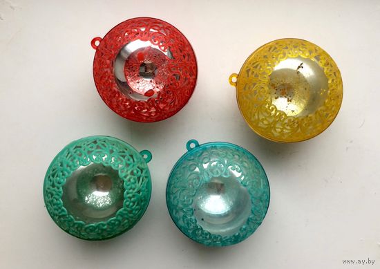 Елочная игрушка 4 Шара прожектора, пластик