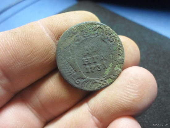 Денга 1731 г. (без черты под номиналом) (R1) Российская Империя (2)
