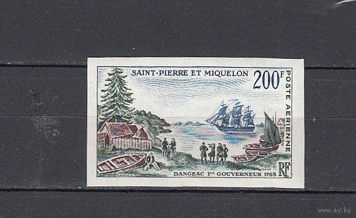 Гавань. Парусный корабль. Сен-Пьер и Микелон. 1963. 1 марка б/з (полная серия). Michel N 403 (34,0 е)