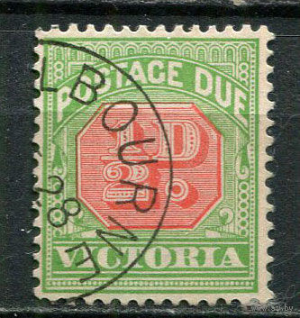 Австралийские штаты - Виктория - 1895/1903 - Цифры 1/2P. Portomarken - [Mi.11bp] - 1 марка. Гашеная.  (LOT EY6)-T10P36