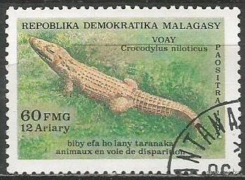 Республика Мадагаскар. Нильский крокодил. 1987г. Mi#1047.