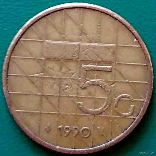 Нидерланды 5 гульденов 1990