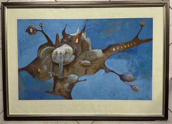 Овчинников А.М Смешанная техника. 1999г. Гуашь, акварель. Размер 37,5х55,5 см. С паспарту 45х65 см.