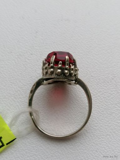 Кольцо серебро 875 пробы СССР, корунд