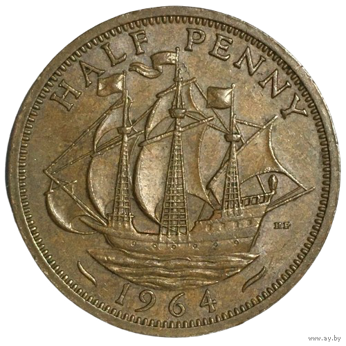 Великобритания 1/2 пенни, 1964