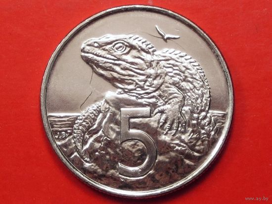 Новая Зеландия. 5 центов 2004 (из ролла). Красивый брак, холостое соударение штемпелей. Торг.