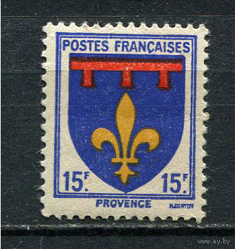 Франция - 1943 - Герб 10Fr - (есть помятость) - [Mi.587] - 1 марка. MNH.  (Лот 48HJ)-T41P50