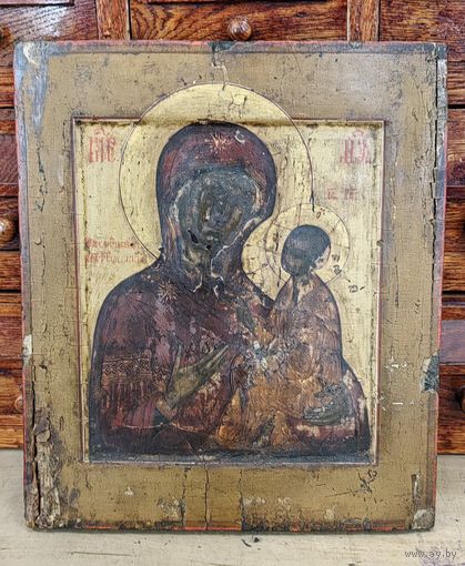 Икона старинная "Тихвинская пресвятая Богородица"