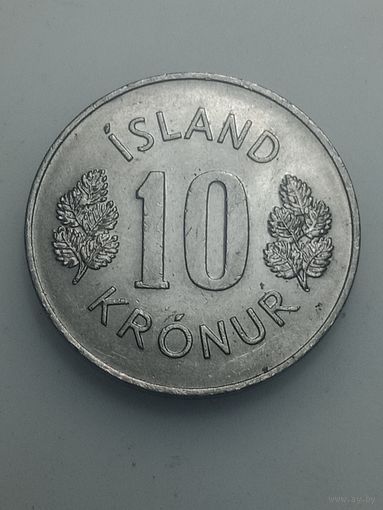 Исландия 10 крон  1973  года .