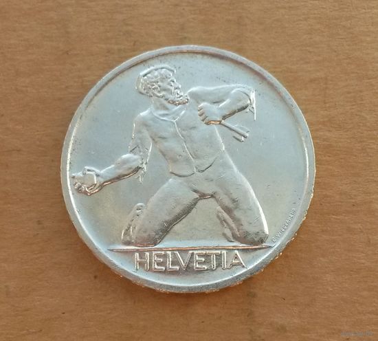 Швейцария, 5 франков 1944 г., серебро 0.835, 500 лет битве при Санкт-Якобе на Бирсе