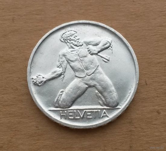 Швейцария, 5 франков 1944 г., серебро 0.835, 500 лет битве при Санкт-Якобе на Бирсе