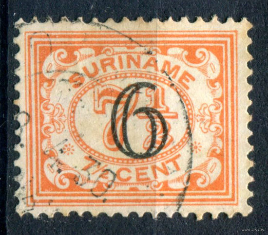 Нидерландские колонии - Суринам - 1930г. - надпечатка 6 с на 7 1/2 с - 1 марка - полная серия, гашёная [Mi 151]. #3-WB-79-A-1