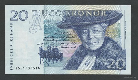 Швеция 20 крон 1991 года. Тип Р-61a. Состояние aUNC