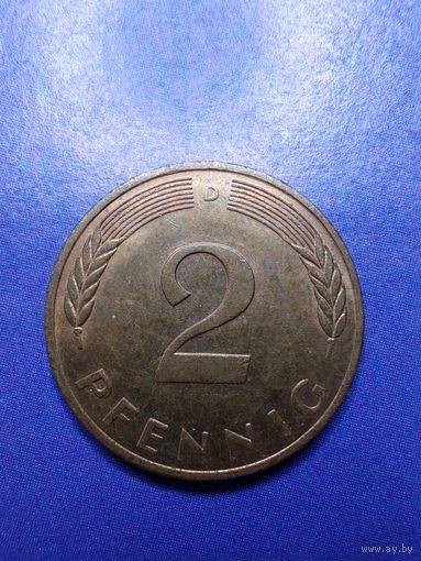 2 пфеннинга ФРГ 1990 D