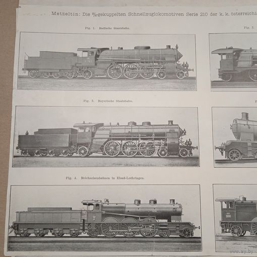 Поезда.   Гравюра энциклопедическая 19-20век. Германия.  РАСПРОДАЖА КОЛЛЕКЦИИ.