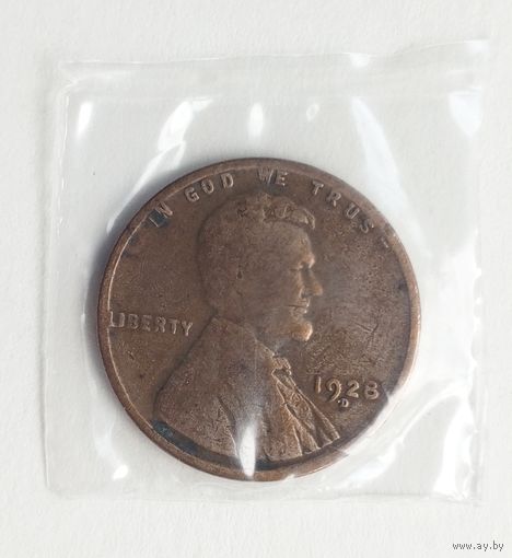 США. 1 цент 1928 г. D в запайке.