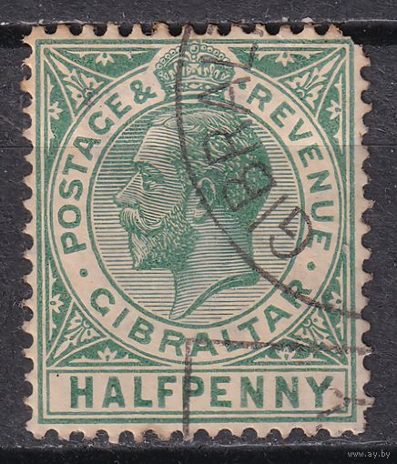 123.BrK. Великобритания. Колонии. Гибралтар. Георг V. Стандарт. 1/2P. 1927 г. Mi.#76.