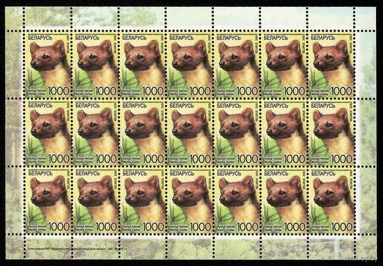 Беларусь. 2008. Стандарт. Куница лесная (1000р) (з.95-2011) Лист