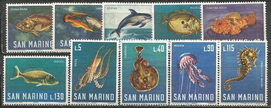 Сан-Марино. Морские животные. 1966г. Mi#869-78. Серия.