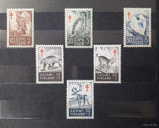 Финляндия 1956,1957гг. Северные животные. Две серии по 3 марки в поддержку борьбы с туберкулезом. **