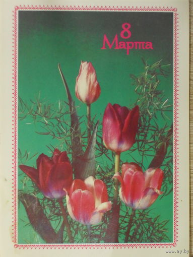 ЧИСТАЯ ОТКРЫТКА СССР. 8 МАРТА. фото. И. ДЕРГИЛЕВА. 1989 год.