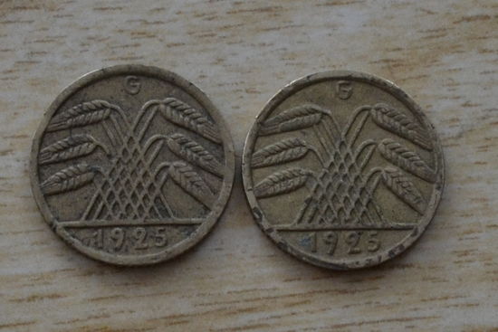 Германия 5 пфеннигов 1925 G- Карлсруэ