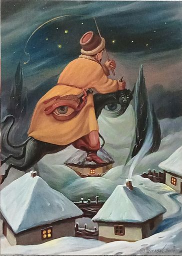 Открытка 2011 Шупляк Гоголь " Ночь перед Рождеством. Вакула на черте" чистая
