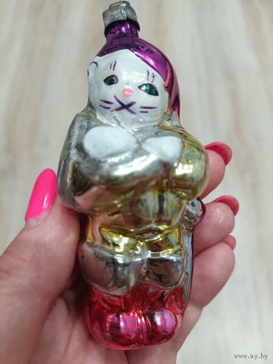 Елочные игрушки, стекло,кот в сапогах