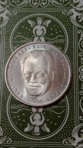 Германия 2 марки 1994 D Вилли Бранд пореже