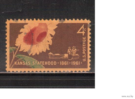 США-1961, (Мих.809) , гаш. , Штат Канзас, Флора(одиночка)
